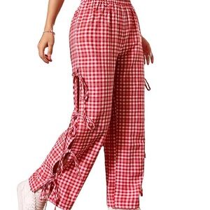 Red Checkered Women's Pants